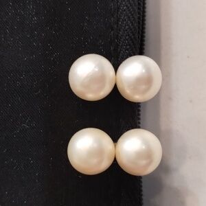 Double pearl clip-on and screw tight earrings vintage